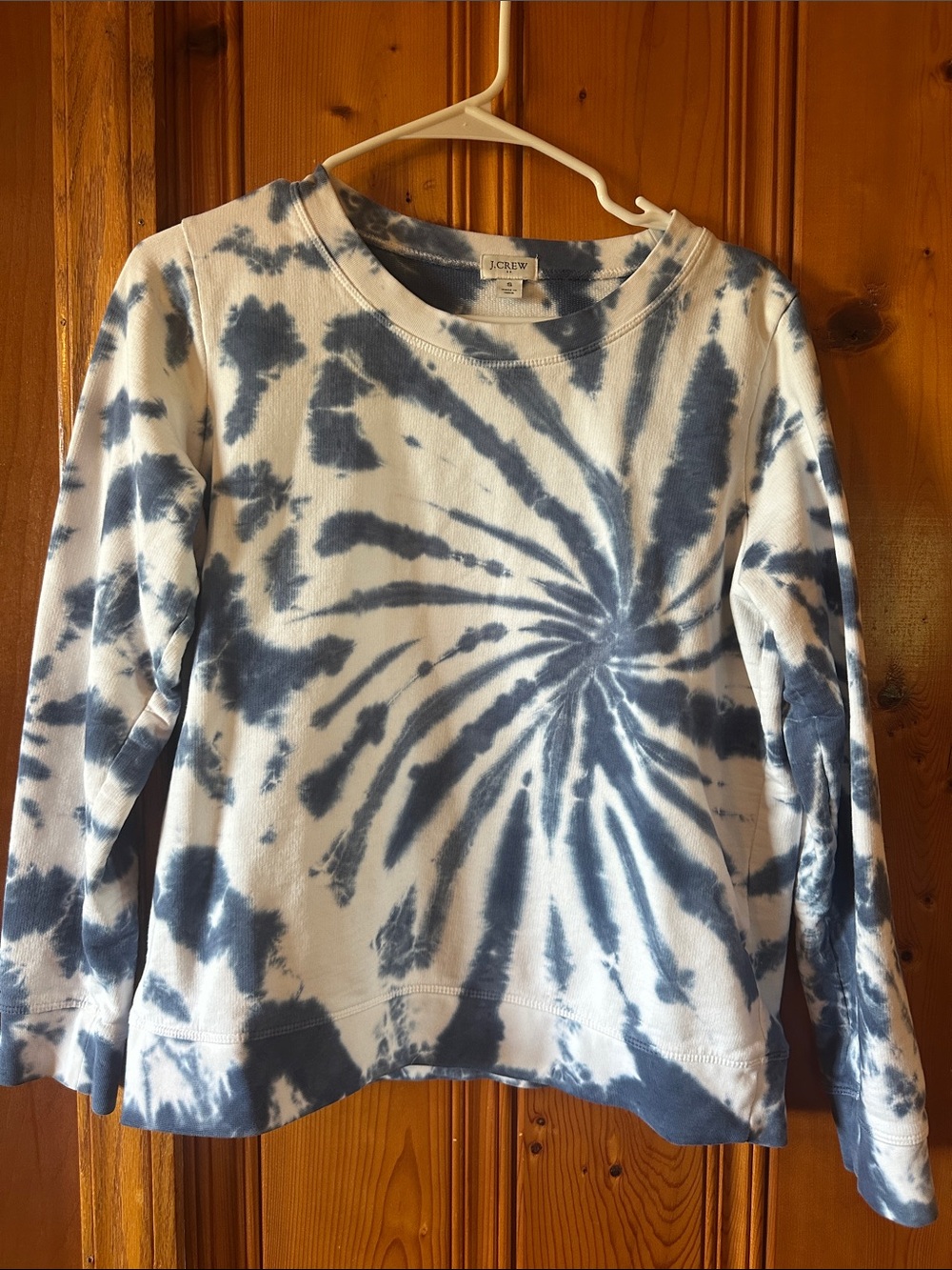 J. Crew Navy and White Spiral Tie-Dye Sweatshirt